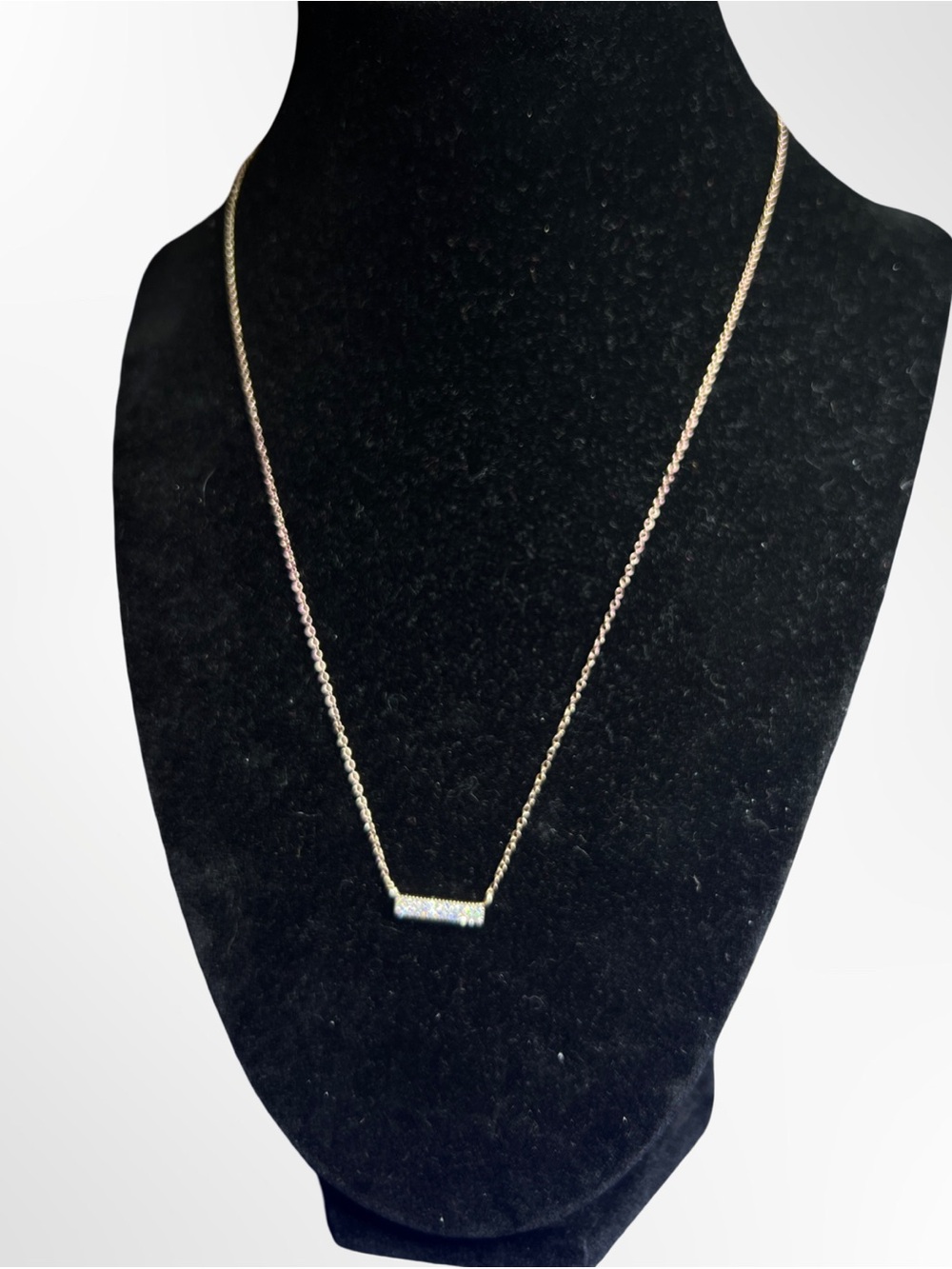 Sterling Silver horizontal bar Crystal pendant necklace